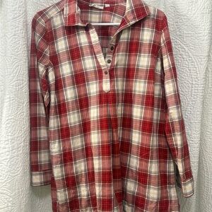 J. Jill Red and White Plaid Button-Down Shirt